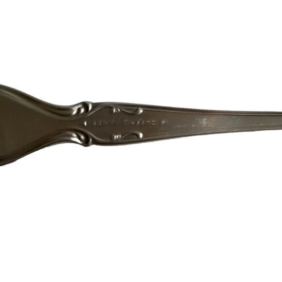 Vintage Lyons Queens Fancy Sugar Spoon Stainless Steel 6" Satin Black Accent 70s - Picture 3 of 13